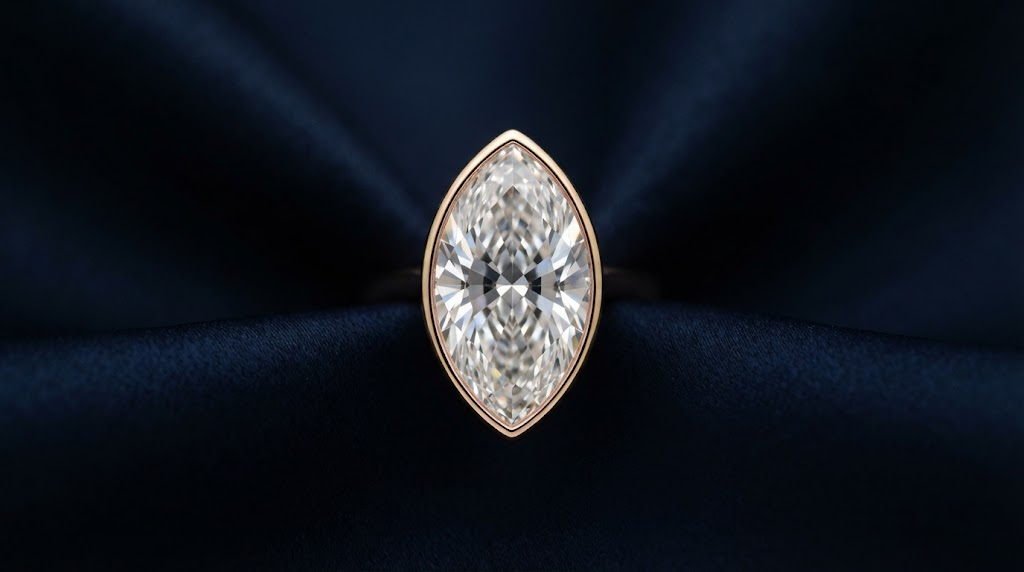 A marquise diamond viewed from directly above
