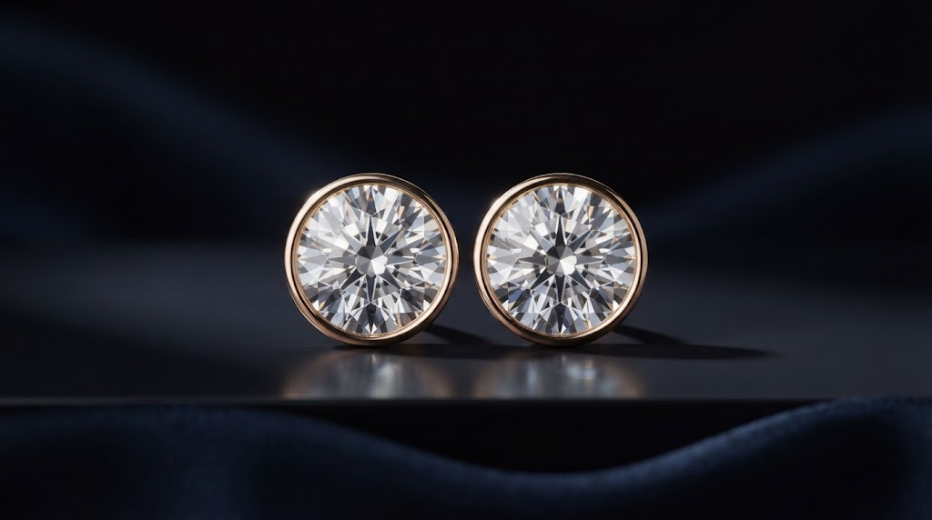 Two identical brilliant diamonds side by side