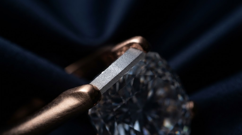 Macro of a diamond's girdle edge