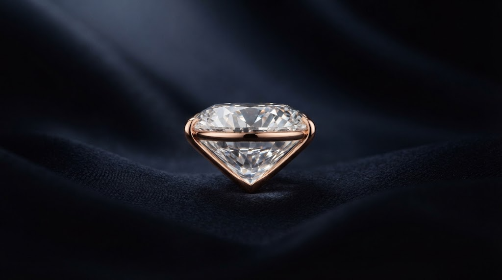 A diamond photographed in strict side profile