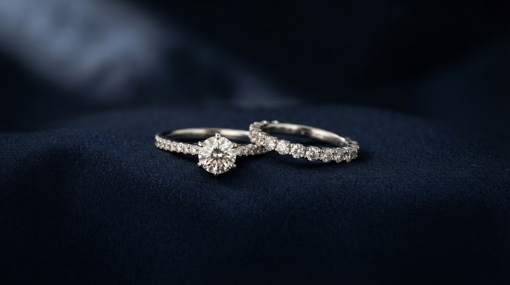 Two white metal rings side by side on a neutral surface